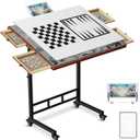 Puzzle Table with Drawers, 1500 Piece Jigsaw Board with Wood Cover and Shelf, Tiltable and 14 Level Height Adjustable, Foldable Puzzles Table with Wheels for Adults Enthusiasts (Grey)