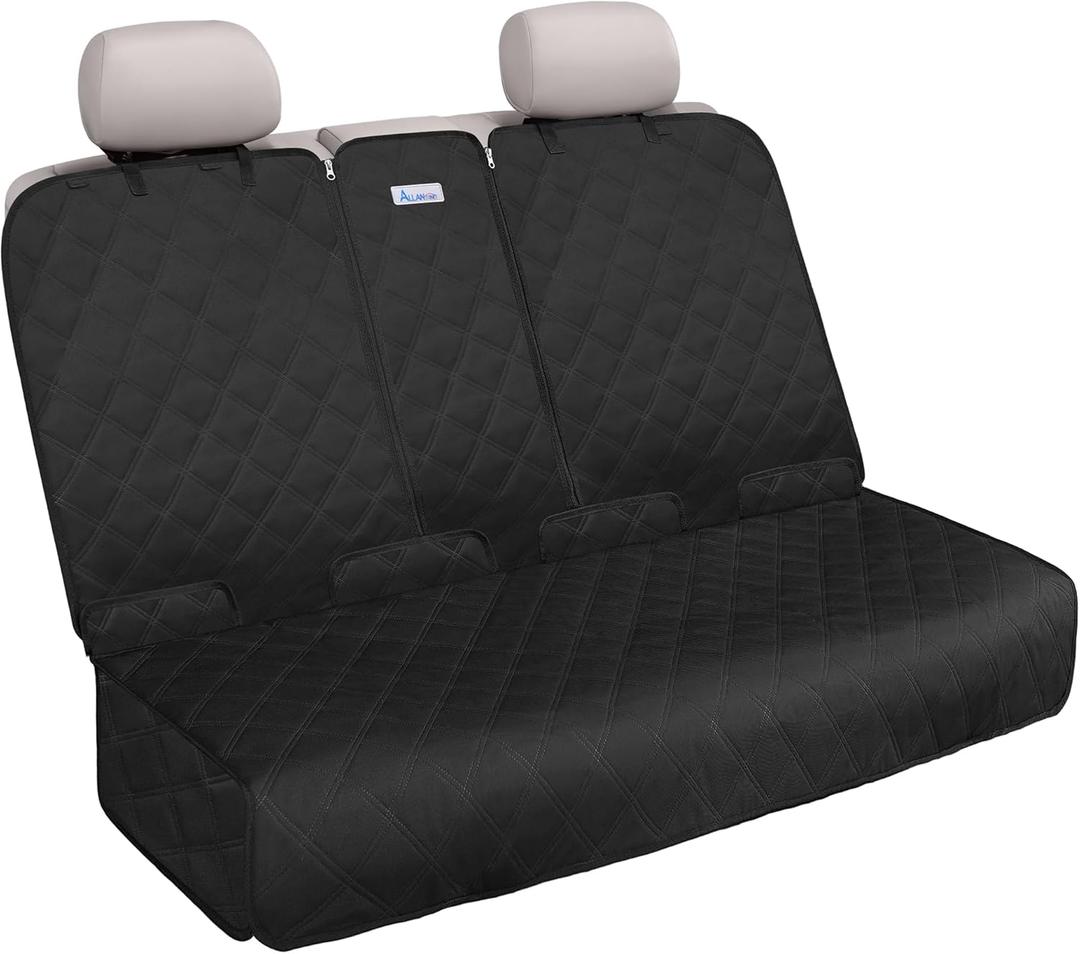 Back Seat Cover for Compact Cars/SUVs Rear Split Bench - 900D Oxford Waterproof Non-Slip Car Seat Protector for Messy Dogs & Kids, Easy Clean(Black) (Small-52"W)