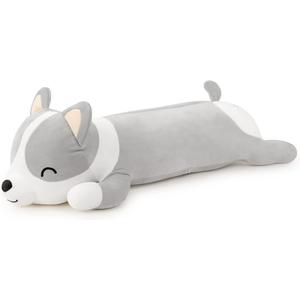 Plush Long Corgi Toy Cute Soft Stuffed Animal Corgi Doll Kids Plush Toy Pillow Gift for Kids and Girls(Gray, 60cm/23.6in)