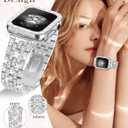 JR.DM Diamond Bands with Bling Case Women Compatible with Apple Watch 40mm 38mm 41mm 44mm 45mm 42mm 46mm 49mm Luxury Metal Bracelet Replacement Strap for iWatch Series 11/10/9/8/7/6/5/4 SE/Ultra 3/2/1