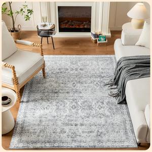 Istana 5x7 Area Rug - Light Grey Rugs for Living Room 5x7 - Foldable Rugs for Bedroom - Stain Resistant Washable Rug - Eco-Friendly Boho Area Rugs - Easy to Clean Living Room Rug