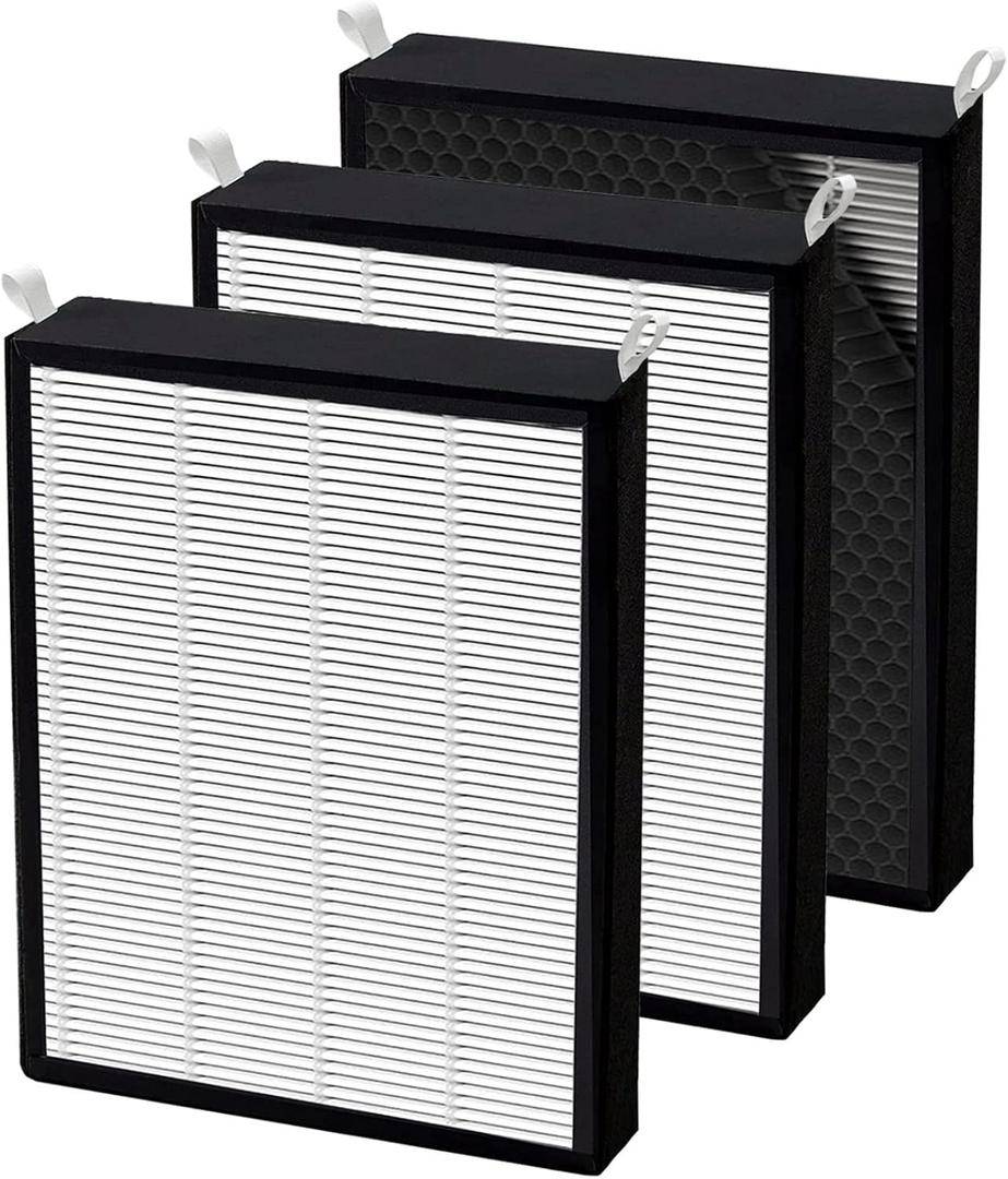 3 Pack True HEPA/Carbon Filters Replacement Compatible with NUWAVE OxyPure Large Area Smart Air Cleaner Purifier Models 47001, 47002, 47003, 47004, 47005, and 47006., Activated Carbon + HEPA Combo