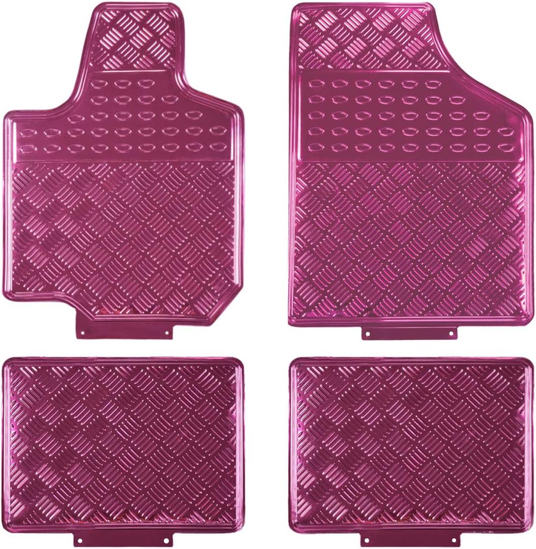 August Auto All Weather Aluminum Universal Fit Car Floor Mats Fit for Sedan, SUVS, Truck and Vans Set of 4 (Pink)