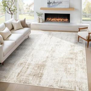 6x9 Area Rug for Living Room: Washable Abstract Soft Rugs Non Slip Modern Stain Resistant Low Pile Carpet for Dining Room Bedroom Nursery Office (Beige, 6'x9')