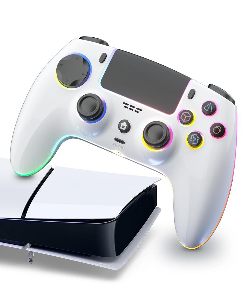 ThinTree Wireless Controller Compatible for PS-5/Pro/Slim/PC, Hall Effect Sticks & 7 RGB LED Mode & haptic Feedback & 1500 mAH Battery & Motion Sensing, 3.5mm Audio Jack