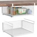 Under Shelf Storage Basket, Hanging Wire Basket with 1.13 Inches Thick Clips for Kitchen, Pantry or Laundry Room, Under Cabinet or Desk Storage Organizer, White, 2 Pack