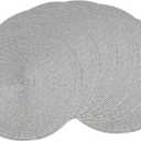 AHHFSMEI Round Placemats Set of 6 Heat Resistant Washable Non-Slip Woven Braided Table Mats for Dining Table Kitchen & Home Decor (Grey B)