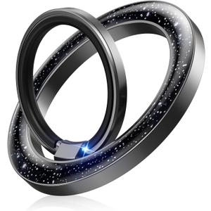 Temdan Magnetic Phone Ring Holder for MagSafe,Magnetic Cell Phone Grip Stylish Twinkle Ring Holder Stand with [Upgrade Gear Hinge], Mag-Safe Accessory for iPhone 16 Pro Max-Black