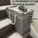 Stair basket,Foldable staircase baskets,Step stairs storage baskets with handle,1pcs dark gray