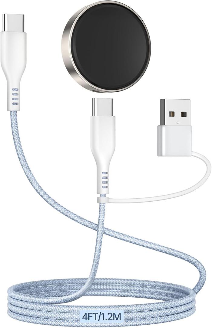 2 in 1 USB C/A Charging Cable for Samsung Galaxy Watch Charger60W Type C to C Fast Charging Nylon Braided Cord for iPhone 17 S25 Ultra Travel Essentials for Samsung Watch 8/7/Ultra/6 Classic/5 Pro/4