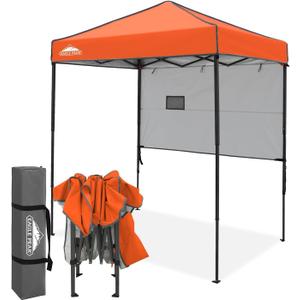 EAGLE PEAK Instant Pop Up Canopy with Adjustable Sun Wall 6x4, Straight Lightweight Compact Portable Tent with Carry Bag, Orange