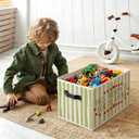 Green Striped Kids Playroom Foldable Storage Bins Box with Handles, This Room Is for Playing Decorative Storage Boxes Baskets Toybox Organizer for Kids Nursery Room Bedroom Playroom