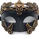 JOYFISCO Masquerade Mask for Men Vintage Roman Greek Venetian Mask for Halloween Mardi Gras Prom Ball Cosplay Party Costume (Antique Brass)
