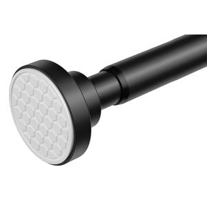 AIZESI Shower Rod, Adjustable 42-74 Inch Black Shower Curtain Rod, 1" Diameter Tension Rod No Drilling, Anti-Slip, Premium Stainless Steel Anti-Rust, Shower Rods for Bathroom