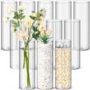 Nuogo 12 Pcs Plastic Clear Cylinder Vase for Home 10 Inch Acrylic Flower Clear Vase Centerpiece for Centerpieces Wedding Party Decorations