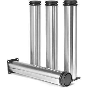 12 Inch Metal Furniture Legs Stainless Steel Adjustable Legs Silver Metal Legs Round Cabinet Legs for Coffee Table Cabinet Desk Sofa Shelves, Pack of 4