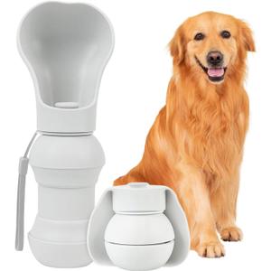 Dog Water Bottle,Portable Water Bowl for Dog,Collapsible Food Grade Silicone,Travel Pet Water Bottle for Outdoor Walking, Hiking, Camping,Gray