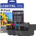 LC3017 XL Ink (BK/C/M/Y) High Yield Color Ink Cartridges 4-Pack(1 Each LC3017BK, LC3017C, LC3017M, LC3017Y)-Replacement for Brother LC3017 Ink Cartridge for MFC-J5330DW MFC-J6530DW MFC-J6930DW Printer