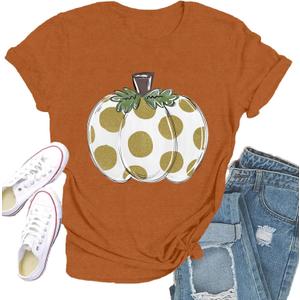 Thanksgiving Shirts for Women Fall Thankful Pumpkin T-Shirt Grateful Tee Tops (XXL)