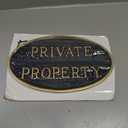 Montague Metal Products 6" x 10" Small Oval Private Property Statement Plaque Sign with 17.5" Lawn Stake - Green/Gold