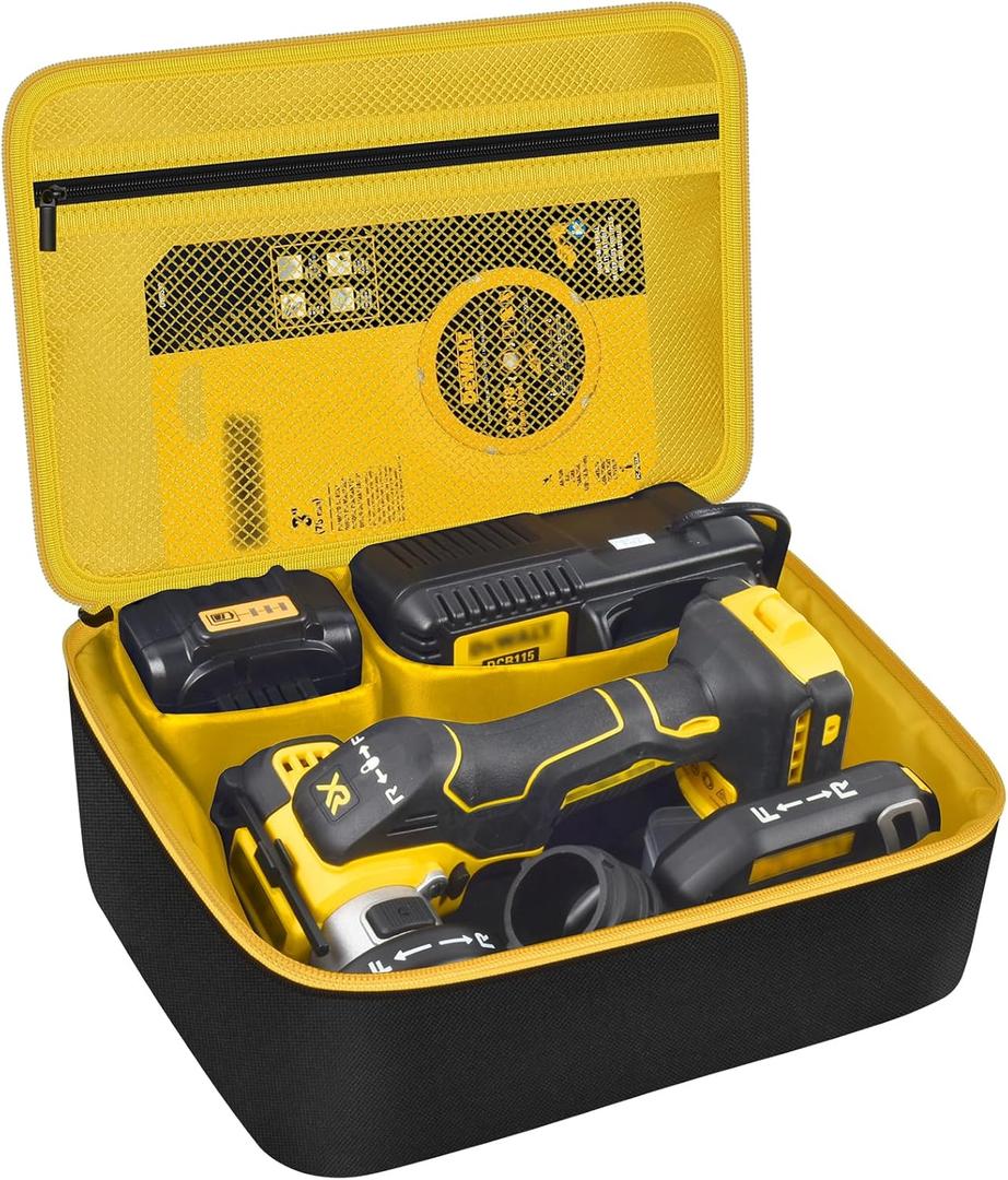Bag Compatible with DEWALT 20V MAX Cut Off Tool 3 in 1 Brushless (DCS438B), Storage Case Carrying Holder Organizer for Charger, Batteries, Cutting Wheel and Other Accessories (Box Only)-Inner Yellow