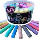 Loddie Doddie 50ct Sidewalk Chalk for Kids - 12 Colors Non-Toxic Jumbo Sticks in Reusable Bucket - Easy Clean Up for Fun & Creativity (Multicolor)