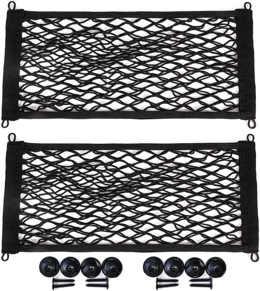 [2 Pack] Cargo Net for Cars RV Trunk Boats Home Stretchable Storage Mesh Pocket Net with 8 PCS Mounting Screws and Built-in Hooks 23.6" x 9.8" inch
