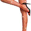 LUCKELF Women's Thigh High Stockings Rhinestone Fishnet Elastic Stockings Big Fish Net Tights Pantyhose (Black)