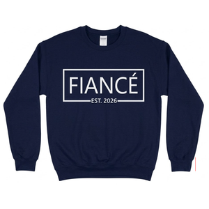 Fiance Est. 2026 Sweatshirt, Large, Navy Blue