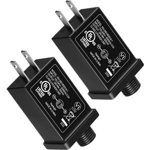 2PCS 24V 12W LED Power Supply, Class 2 Power Supply LED Transformer Replacement for Christmas String Lights, Waterproof IP44 US Plug Adapter