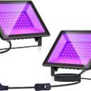 2-Pack UV Black Light. Waterproof (IP66), US Plug+Switch. Black Lights for Glow Party, Halloween/Christmas Decor, Body Paint & Fluorescent Art. Indoor/Outdoor use (50W 2Pcak)