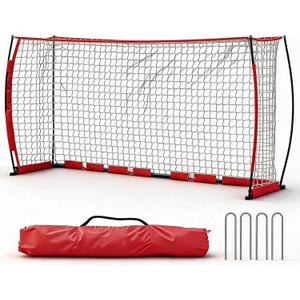 Garvee Soccer Goal for Backyard, Heavy Duty Galvanized Steel Frame Soccer Goal with Foam Padded Posts, Large Portable Soccer Net with Velcro Design, Weatherproof Outdoor Training, 12x6FT-Red