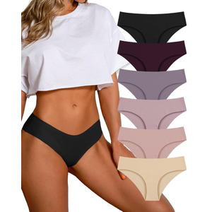 SHARICCA Women Seamless Cheeky Bikini No Show Panties Ladies Invisible Breathable Briefs Soft Stretch Underwear Multi Pack, S