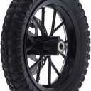 Front Wheel Assembly, Rubber and Metal Tire 12.5x2.75in Disc Brake Sprocket Bolts fit for 2 Stroke Mini Dirt Bike(Black)