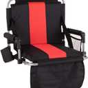HIGH POINT SPORTS Foldable Stadium Seat Portable Folding Stadium Chairs Padded Bleacher Seat Cushion Bleacher Chair with Armrest and Cup Holder (Black-red)