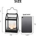 Decorative Candle Lantern with 6 Hours Timer H11,Durable PP Plastic,Realistic Frosted PS Wax Candles,Warm White Flickering LED,Battery Operated,Iron Hanging Lantern for Indoor Outdoor Decor