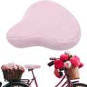 Threlaco Bicycle Seat Cover Fur Bike Seat Cover Sponge Padding Wide Universal Bike Cushion for Spin Bicycle Cruiser Exerciser(Pink)