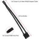 Fan RGB Splitter Adaptor Hub 4PIN 1 in 2 Male and Female Fan Extension Cables Lighting Node Core 9 inch For Fan Extension Cables