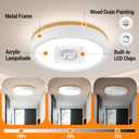 11" Flush Mount Ceiling Light, Minimalist Modern Wood Paint LED Ceiling Light with 5CCT 2700K-5000K, Dimmable LED Light Fixtures Ceiling Mount for Kitchen Bathroom Bedroom Hallway