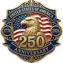 250th Anniversary Car Decal (5 Pack), 1776-2026 Embossed Patriotic Eagle & Flag Stickers, Waterproof 250 Years USA Independence Day Decor for SUV Truck