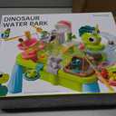 Dinosaur Sand and Water Table for Toddlers 2-8, 11-in-1 Outdoor Water Play Table with Electric Circulating Spray and Sensor-Activated Mist, Summer Backyard Sensory Toys for Boys Girls Ages 3-5 4-6, 17.24 in × 17.09 in × 22.83 in