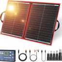 DOKIO 110W 18V Portable Solar Panel Kit Folding Solar Charger with 2 USB Outputs for 12v Batteries/Power Station AGM LiFePo4 RV Camping Trailer Car Marine