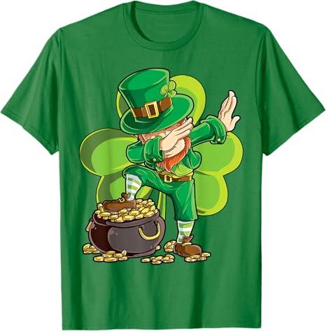 St Patricks Day Dabbing Leprechaun Boys Kids Men Gifts Dab T-Shirt Medium