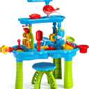 2025 Upgraded 3-Tier Water Table with Chair  Kids Outdoor Sensory Play Table for Backyard or Beach Fun, Boys & Girls (Green)