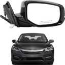 Dasbecan Right Passenger Side Door Mirror Assembly Compatible with Honda Accord 2013-2017 Power Glass Heated with Turn Signal Light Replaces HO1321275 Black 6Pins