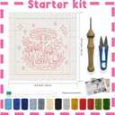 INFUNLY 2PCS Mushroom Punch Needle Kit for Beginners Art Night Mushroom DIY Punch Needle Embroidery Starter Kit Handcraft Needlepoint Set with Plant Pattern Instruction for Festival Gift Home Decor