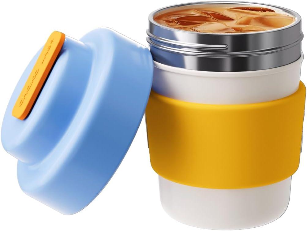 CHAKO LAB Insulated Travel Coffee Mug, Double vacuum wall,Easy to Grip,BPA free,Blue lid,14 OZ