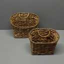 Set of 2 Woven Hanging Basket, Water Hyacinth Handmade Wicke Hanging Wall Baskets for Organizing, Front Door, Mail, Flowers-for Garden Farmhouse Home