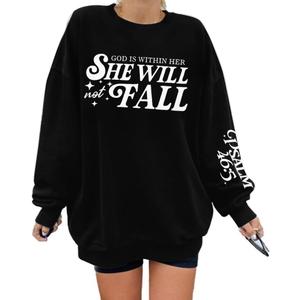 UNIQUEONE Christian Sweatshirt Women Faith Shirts: Jesus Sweatshirt Christian Religious Crewneck Long Sleeve Pullover Tops (Black, L)