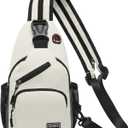 Convertible Sling Bags for Women Men, Lightweight Crossbody Backpack Daypack Fit for 7.9" Tablet for Casual Travel Sport Hiking (White) (Small)